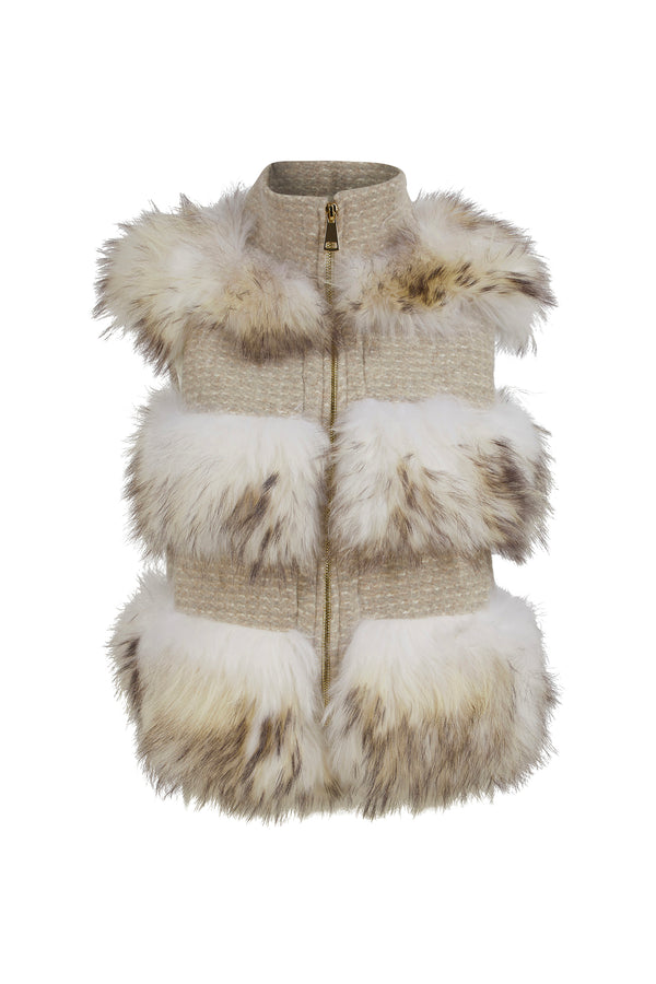 Classic Winter Fur Vest in Cream White