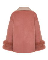 Pink Wool Jacket with Fox Fur