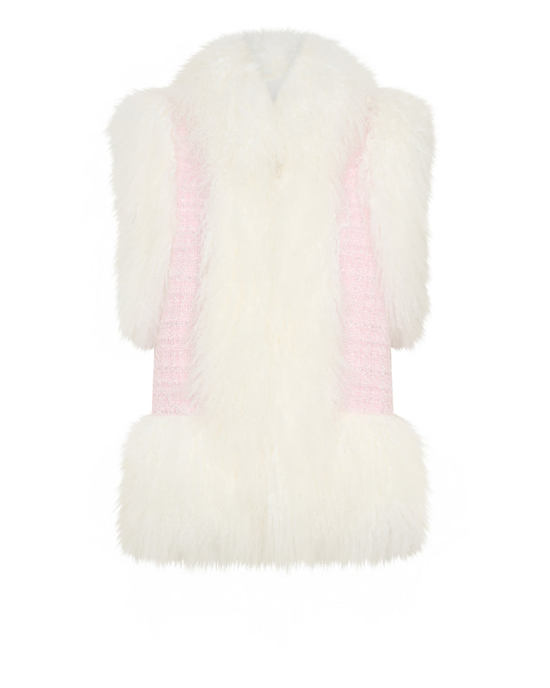 Shearling Vest in Pink
