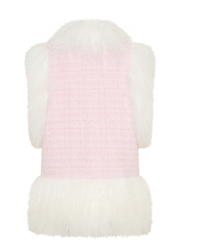 Shearling Vest in Pink