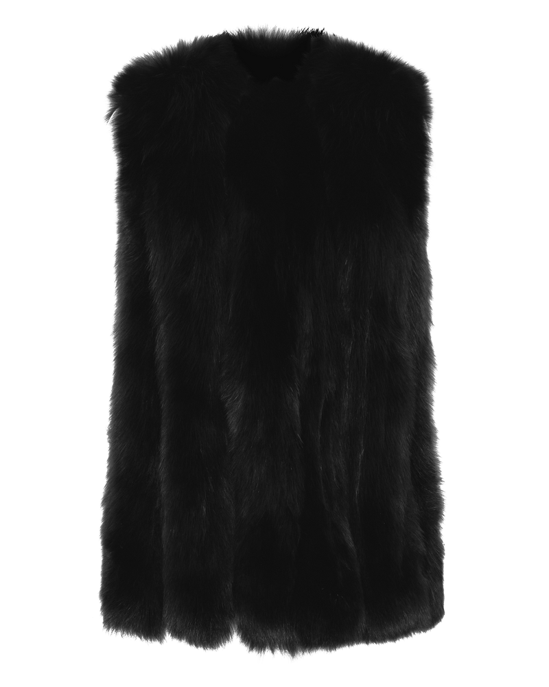 Fox Fur Vest - Black