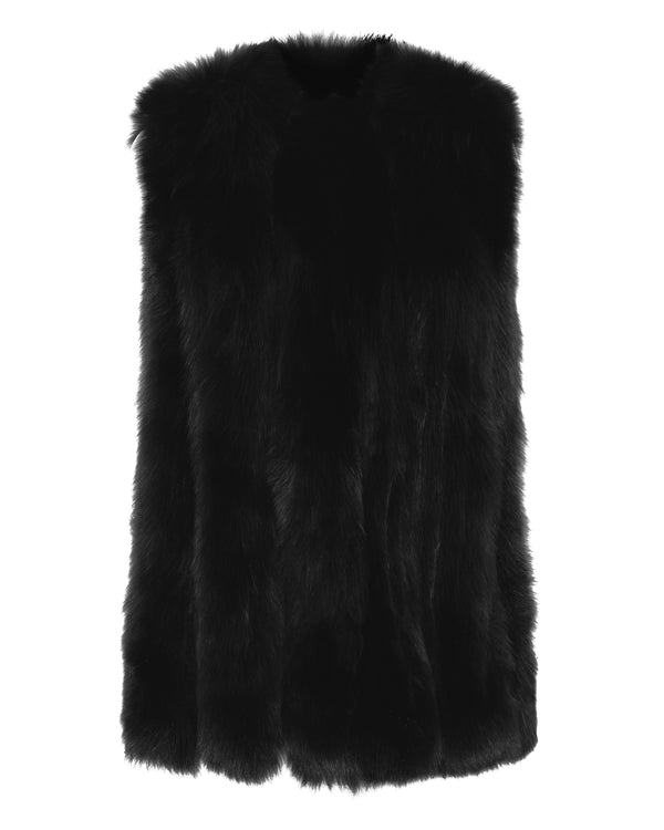 Fox Fur Vest - Black