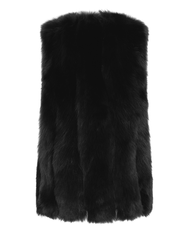 Fox Fur Vest - Black