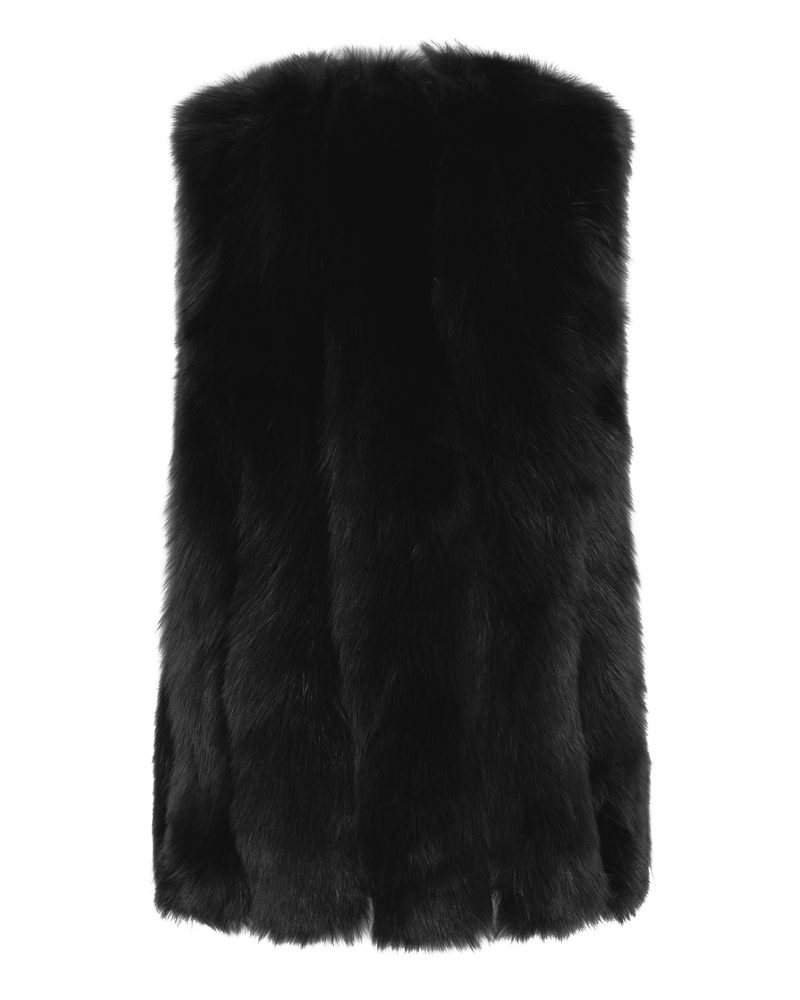 Fox Fur Vest - Black