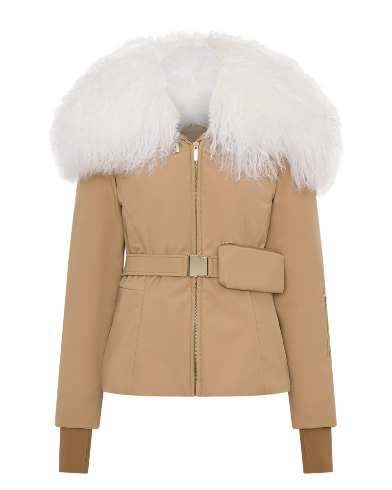 Technical Ski Jacket with Phone Holder - Camel