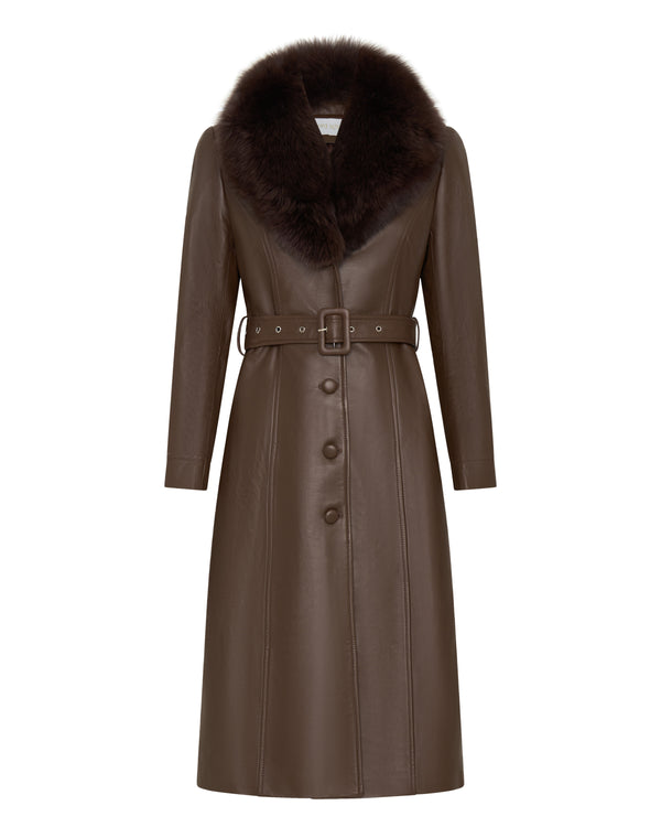 Leather and Fur Jacket - Brown