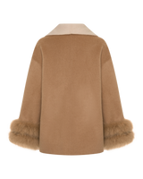 Camel Wool Jacket with Fox Fur