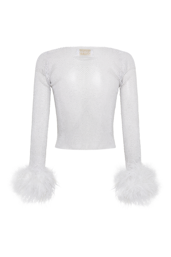 Feather Evening Top in White