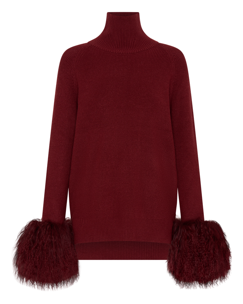 Wool and Shearling Set - Wine