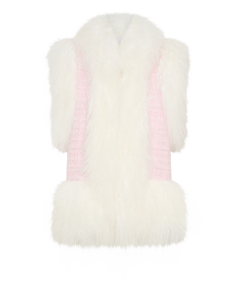Shearling Vest in Pink