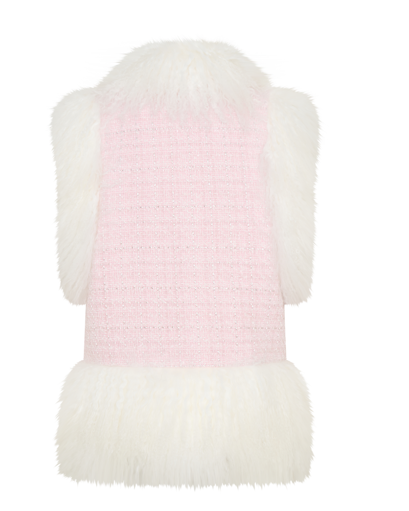 Shearling Vest in Pink