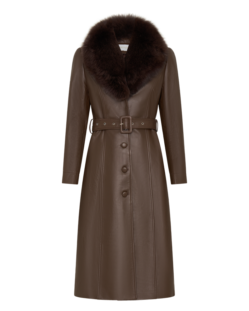 Leather and Fur Jacket - Brown