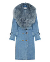 Denim and Shearling Trench Coat