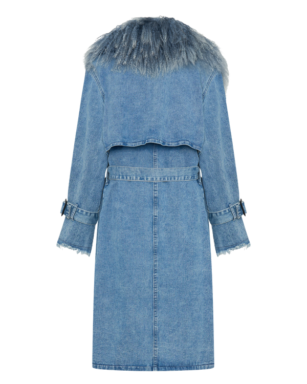Denim and Shearling Trench Coat