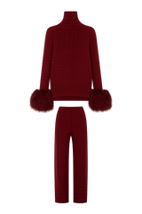 Wool and Shearling Set - Wine
