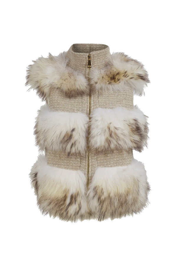 Classic Winter Fur Vest in Cream White