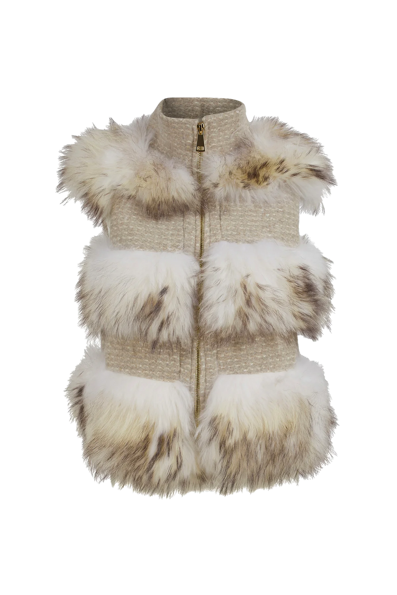 Classic Winter Fur Vest in Cream White