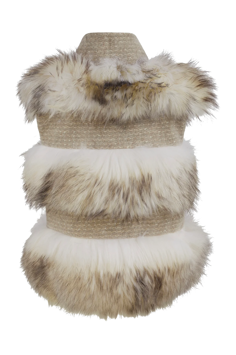 Classic Winter Fur Vest in Cream White