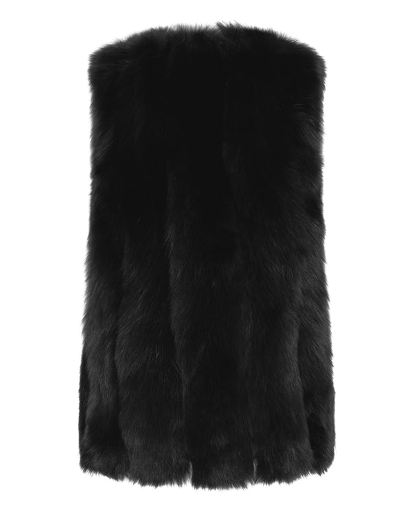 Fox Fur Vest - Black