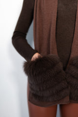 Scarf with Fox Fur Pockets