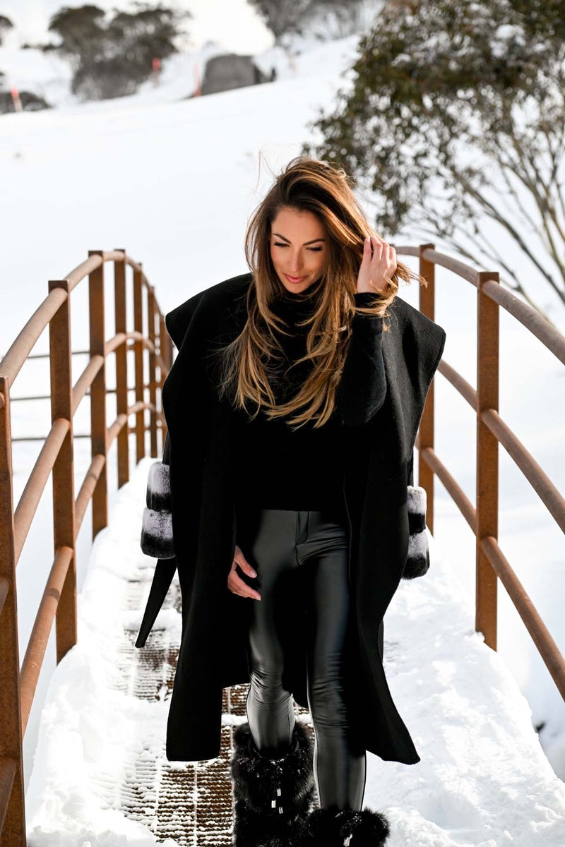Wool & Rex Coat - Black