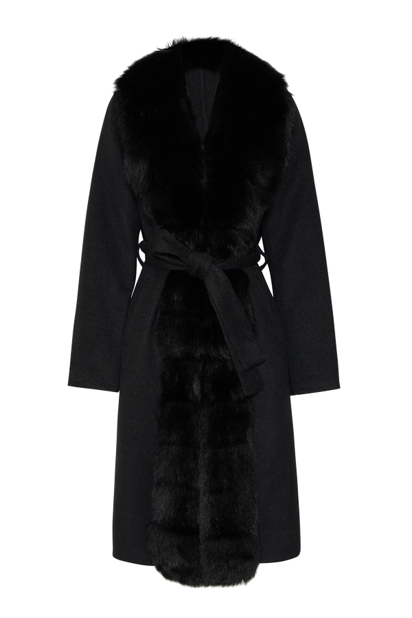 The Fauxstopper Cashmere Coat in Black