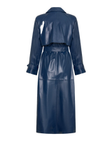 Navy Leather Trench Coat