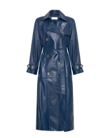 Navy Leather Trench Coat