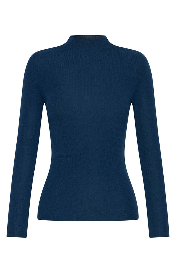 Per Diem Wool Polo Neck in Navy Blue